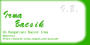 irma bacsik business card